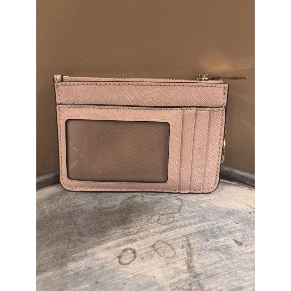 MICHAEL KORS JET SET TRAVEL SMALL COIN POUCH ID HOLDER LEATHER WALLET LIGHT PINK - Picture 2 of 2